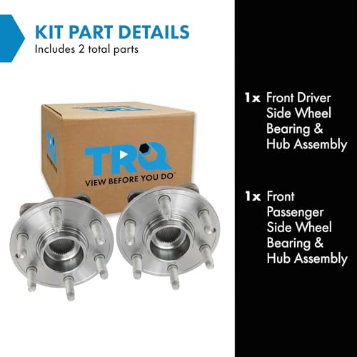 Image of TRQ Front Driver and Passenger Side Wheel Bearing and Hub Assembly Set 2 Piece Compatible with 2015-2022 Chevrolet Colorado 4WD 2015-2022 GMC Canyon 4WD