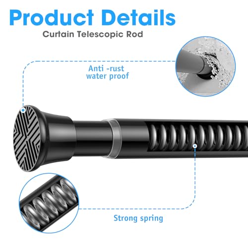 Image of MEXAU 1Pcs White Spring Tension Curtain Rods 31-77In,Expandable Shower Rod | Adjustable Expandable Tension Rod Pressure Rod,Shower Curtain Rod Spring loaded Curtian rod for Window Bathroom Door Kitchen