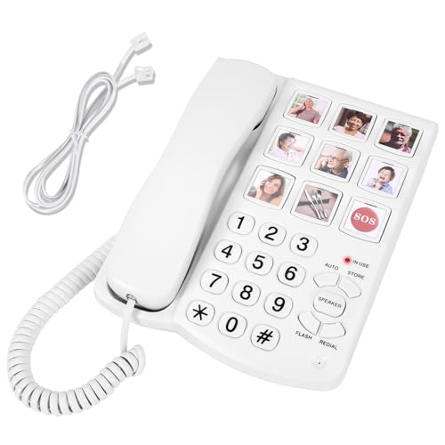 Corded Landline Phones for Seniors - Memory Phone for Dementia/Alzheimers, 9 Big Picture Buttons &...