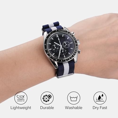 Image of TACTICAL FROG Nylon Watch Band 18mm 19 mm 20mm 22 mm 24 mm, Waterproof Military Watch Straps Replacement for Men Women, With Stainless Steel Buckle