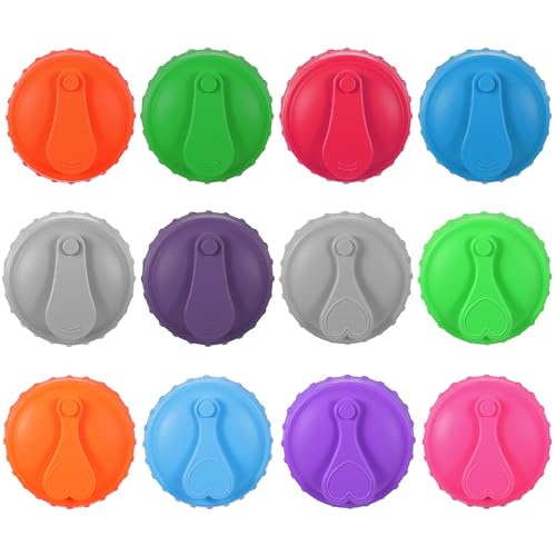 Elegaperma 12 Pcs Soda Can Covers Lids Keep Fizz, Reusable Soda Lids for Cans, Can Caps Lids Soda,for Beer, Soft Drinks, Cola, and Juice Cans, Preventing Leaks and Keeping Drinks Fresh
