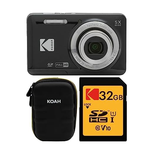 Kodak PIXPRO Friendly Zoom FZ55 Digital Camera (Black) with Hard Shell Case (Black) and 32GB SD Card Bundle (3 Items)