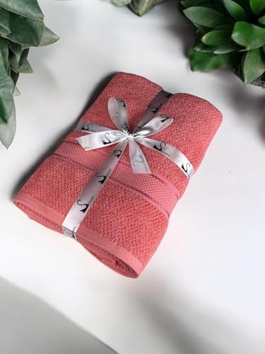 Image of SENSES By Riba Cotton Towels for Bath 550 GSM - Bright Pink, 1 Pc | Super Soft, Large Size, Absorbent, Lightweight, Antimicrobial, Low Linting