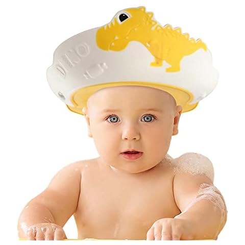 FUNUPUP Baby Shower Cap, Adjustable Kids Shampoo Shower Bath Cap Hair Washing Shampoo Shield Baby Visor for Eyes and Ears Protector (Yellow) Cover