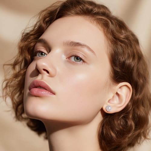 Double Halo Moissanite Stud Earrings for Women Men, 925 Sterling Silver Jewelry, White Gold Plated, Anniversary Birthday Christmas Gifts for Wife Mom3