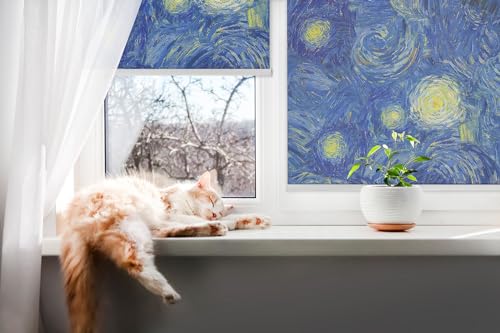 Store banne enrouleur perméable bleu 130x240cm Tulup pour intérieur sans perçage - 7