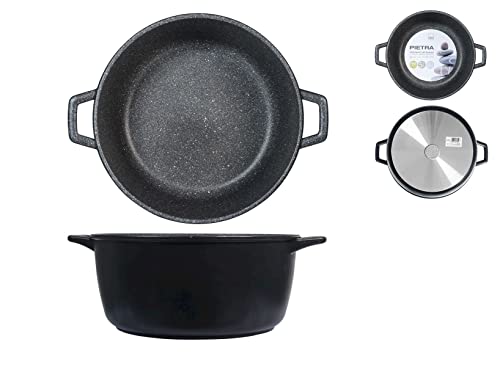 H&h casseruola alta antiaderente pietra due manici cm32 pent