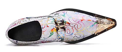 Santimon Mens Loafers Fashion Suits Gold Hardware Party Sleek Slip On Dress Metal Cap Toe Wedding Graphic Print Leather Shoes4