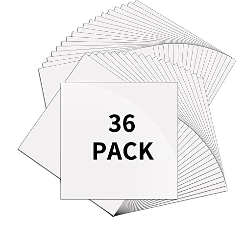 Image of IModeur Glossy White Permanent Vinyl,Adhesive Vinyl Sheets (12 inch x 12 inch) 36 Pack Permanent Vinyl Bundle for Silhouette, Cameo Cutters, Signs, Scrapbooking, Craft Die Cutters,Cups