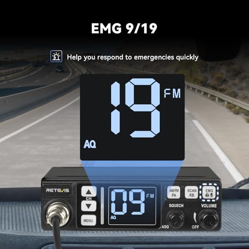 Retevis MB3 AM/FM CB Radio Dual-Mode, Public Address (PA) Function, Automatic Noise Limiter, 40-Channel Fixed-Mount, Easy to Operate, Long Range CB with External Speaker Jack for Truckers Emergency - Image 5