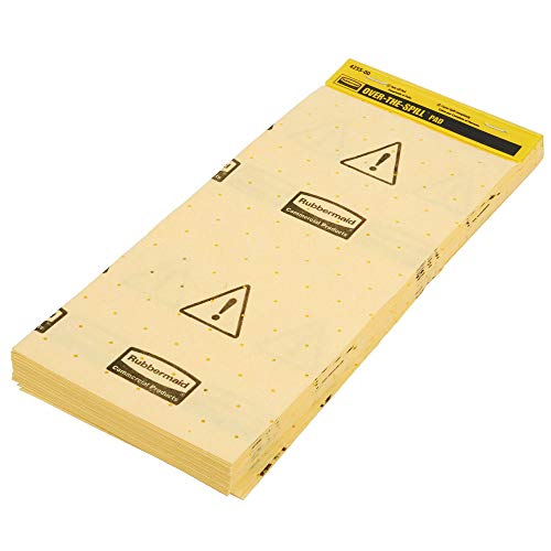 Best Deal Product Rubbermaid Commercial Over-The-Spill Pad Station Mini-Tablet, Highly Absorbent, Slip-Resistant,"Caution Wet Floor", Yellow, 17" x 7" (FG425500YEL)