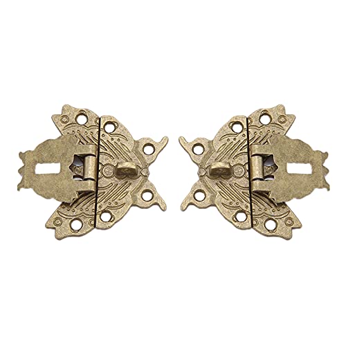 Image of Wooden Jewelry Box,Antique Retro Vintage Butterfly Shaped Decorative Hasp Pad Lock Metal Padlock for Cabinet Furniture Wooden Box