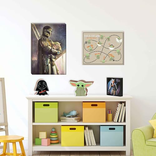 Image of Disney Star Wars Baby Yoda Shelf Sitter Decor | Chunky Wood Block Cutout for Kids' Bedroom, Play Room or Office