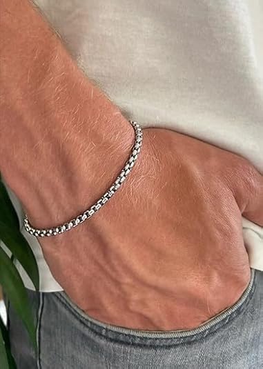 Erkek Paslanmaz Kararmaz Çelik Kolye ve Bileklik Set Gümüş Renk İç İçe Geçmeli 3mm Arnavut Örme Asansör Unisex Kolye