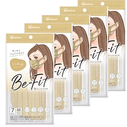 マスク 不織布 プリーツマスク 7枚入 ふつうサイズ 不織布マスク 小顔 美フィットマスク 血色マスク チークマスク カラーマスク 個別包装 使い捨て おしゃれ 耳が痛くならない PK-BFC7M サンドベージュ