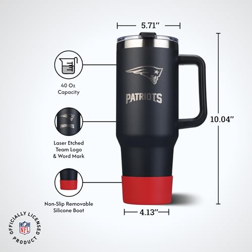 Image of The Memory Company NFL 40oz Game Day Tumbler - Premium Stainless Steel Double-Wall Vacuum Insulated Travel Cup with Removable Silicone Base , Laser Engraved Team Logo, Hot & Cold Drinks