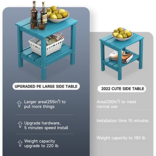 Kingyes Double Side Table, Adirondack End Table- Aquamarine Blue #TOP6