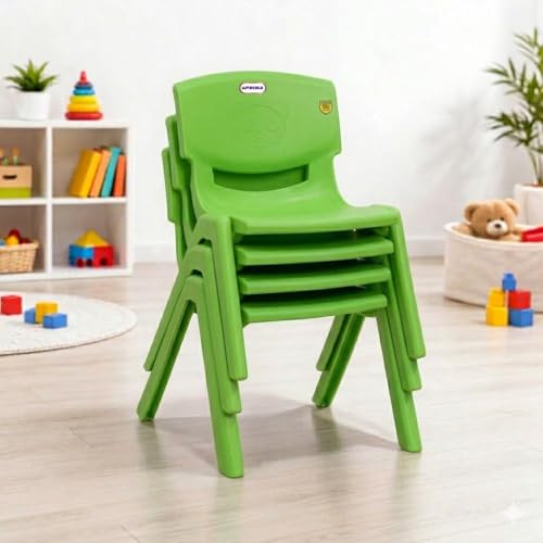 Image of Prima Baby Plastic Chair 120 Set of 4 |Strong Durable and Comfortable with Backrest for | Kids | Study | Play for Home /School /Dining for 2 to 6 Years Age, Green Color
