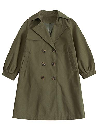 Mallimoda Girls Boys British Cotton Blend Trench Coat Jacket Double Breasted Army Green 9-10 Years