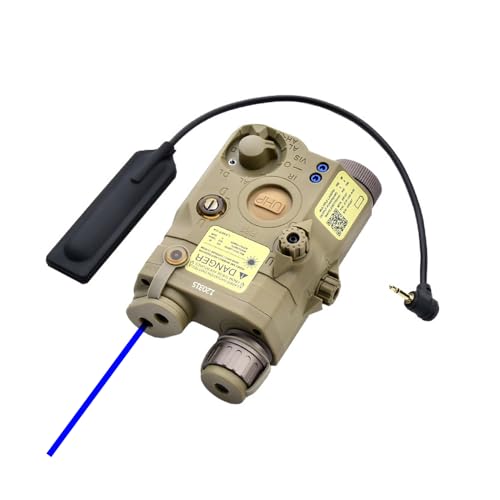 Plastic PEQ15 Box Aiming Laser Sight(with Blue Laser+IR Fill Light+Strobe/Momentary/Constant White LED Flashlight), & Modular Wire Control Pressure Switch Combo,for 20mm Rail, Tan