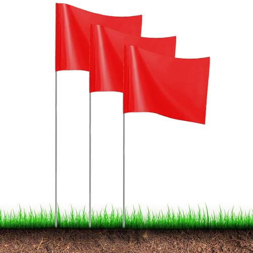30Pack Red Marking Flags, JIZHGRAD 15x4x5 Inch Marker Flags Use for Yard & Lawn, Boundary & Dog Training, Survey & Landscape, Sprinkler & Surveyor, Garden & Construction, High Visibility, Sturdy, Versatile, UV & Weather Resistant