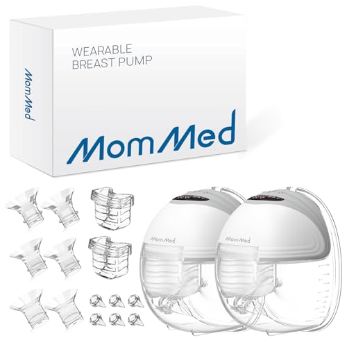 MOMMED Extractor de leche doble, sacaleches manos libres con 3 modos y 12 niveles, recargables, diseño a prueba de fugas, extractores de leche eléctricos de 24 mm, incluye inserciones de brida de