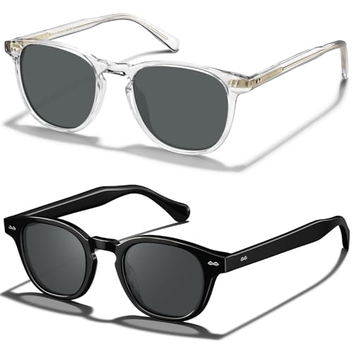 CARFIA Retro Cool Atetate Sunglasses for Men Polarized UV Protection, Keyhole Square Sunnies Driving Shades Trendy Eyewears