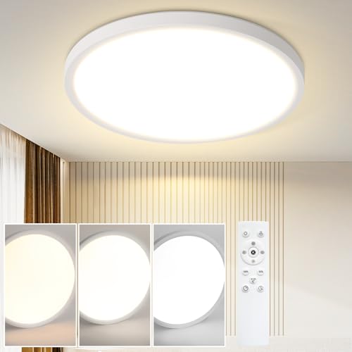 ZMH LED Plafón - Ø30cm Placa Romboidal Redonda Regulable Protección Ocular Blanco 24W Cuarto de Cocina Blanco 24W Lámpara de Pasillo para Baño Cocina Pasillo Dormitorio