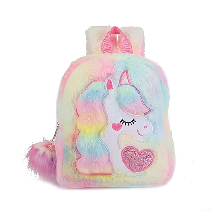 Image of Kaushiki Enterprises Unicorn fur bag /backpack /school bag /birthday return rakhi gift
