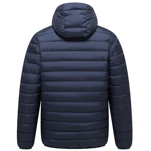 Image of Men's Lightweight Puffer Hooded Jacket Water Resistant Full Zip Insulated Warm Winter Coats