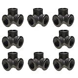 GPOWER 1/2 Inch Three Way Pipe Corner Fittings,Malleable Cast Iron Pipe Elbow Fittings,for DIY Vintage Furniture,lamps,shoe racks,8 Pack