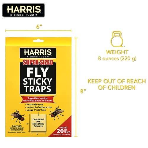 Harris Super Sized Hanging Fly Traps With Double Sided Sticky Surface, 20 Pack #TOP6
