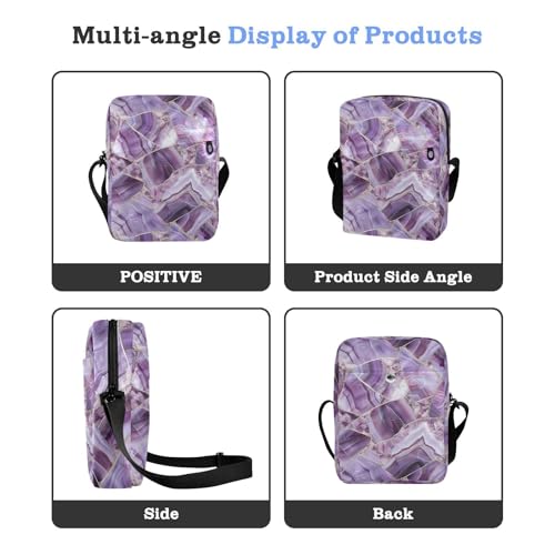 KLL Amethyst Marble Geometric Pattern small messenger bag for women Vegan Leather over the shoulder bags for men Shopping Woman Shoulder Handbags4