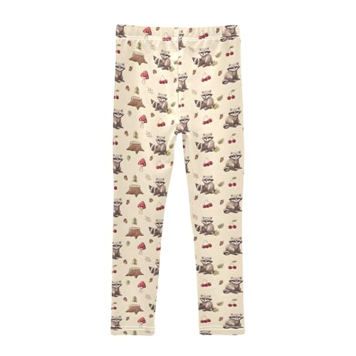 Brown Bear with Cherry Girls Leggings Athletic Pants Tights Stretch Bottom2