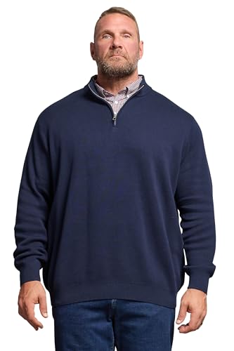 BadRhino Big & Tall Blue Mock Shirt Milano Quarter Zip Jumper - Men's - Plus Size Curve