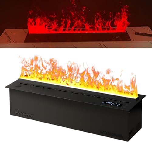 Chimenea eléctrica de vapor con control remoto y táctil, llama 3D ajustable, diseño empotrado para un ambiente moderno del hogar