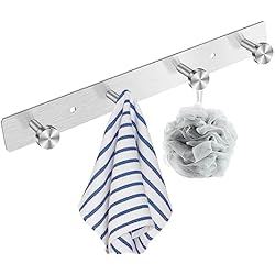 Percheros Baño JOLY FANG Percheros de Pared, Ganchos Toalla Gancho 304 Acero inoxidable Perchero Pared Bata Percha de Cocina Baño Colgadores Gancho (4 Gancho, Cepillado)