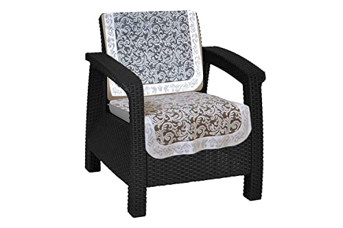 Image of The Furnishing Tree Cotton Floral Knitted Pattern 10 Pieces 5 Seater Sofa Cover Set White