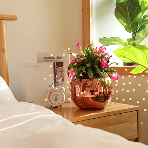 Nalfea PLANTER_ROSE Self Watering Disco Ball Planter - Rose Gold Disco Planter thumb #4