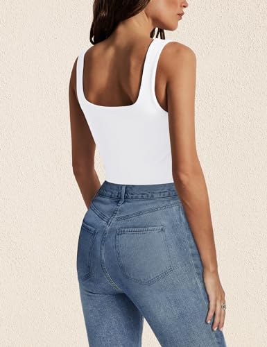 Womens Tank Tops Dressy Summer Sleeveless Shirts Sexy Square Neck Double Lined Fitted Tops T Shirts Blouses4