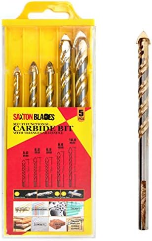 Saxton 5pc Multi-Material Tile Drill Bits Set for Ceramic Porcelain Granite Marble Masonry Glass etc
