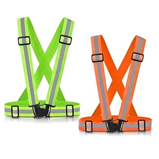 SAWNZC Reflective Vest Running Vest 2Pack, High Visible Reflective Gear for Nighttime Running Biking Motorcycle Dog Walking, Adjustable Safety VES fits Men Women Kids