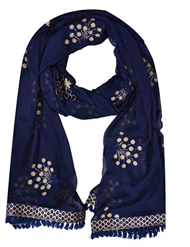 Image of YOUTHQUAKE Heavy Embroidered Work Chiffon Dupatta for Womens & Girls With Fancy Lace