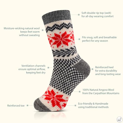 Image of Angora Wool Socks - Machine Washable Dry-Foot Fuzzy Warm Breathable Soft Unisex Indoor /Outdoor Socks for Women and Men
