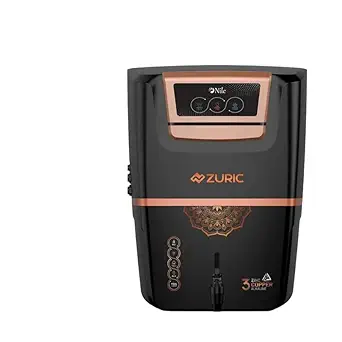 Dissora Zuric RO + UF + Anti-Bacterial Anti-Oxidant Alkaline Water Purifier with LED Display, 15 L Storage, World Class RO Membrane, Suitable for Home & Office, 1 Year Warranty, Colour Black
