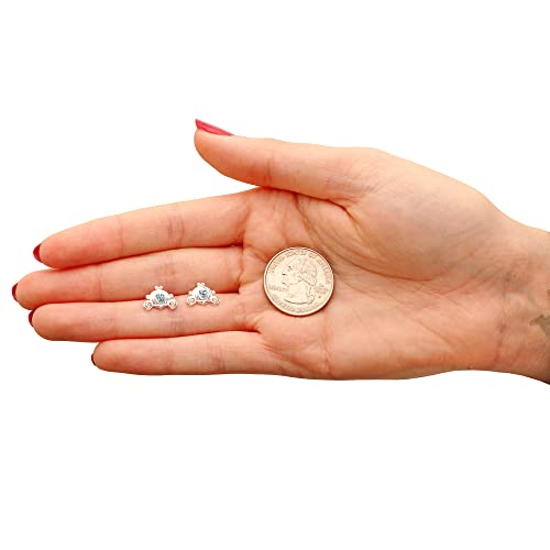 Disney Princess Cinderella Jewelry, Royal Carriage Silver Plated Stud Earrings #TOP3