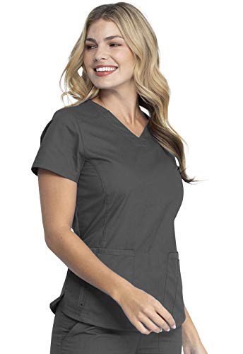 Dickies Eds Signature Women Scrubs Top V-Neck Dk880, Xs, Pewter #TOP6
