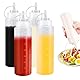4 Stück Squeeze Flaschen 350ml Plastik Quetschflasche Mit Kappen,Saucenflasche mit Diskreten Messungen,Transparent Squeeze Flasche,Dosierflasche für Ketchup,Heiße Soßen, Grill, Salatsaucen, Olivenöl