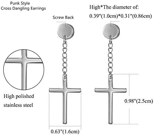 JewelryWe 3Pairs Religion Type Cross Stud Earrings For Women Men Stainless Steel Earring Jewelry Boucle(Silver,Gold,Black) - Image 3
