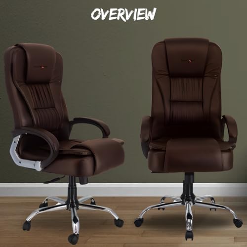 Image of NEWTURN� Dragon High Back Premium Leatherette Soft Double Cushioned Work from Home /Office /Desk /Computer revolving Chair with Heavy Duty Metal Wheel Base & 3 Yrs Parts replc. wty